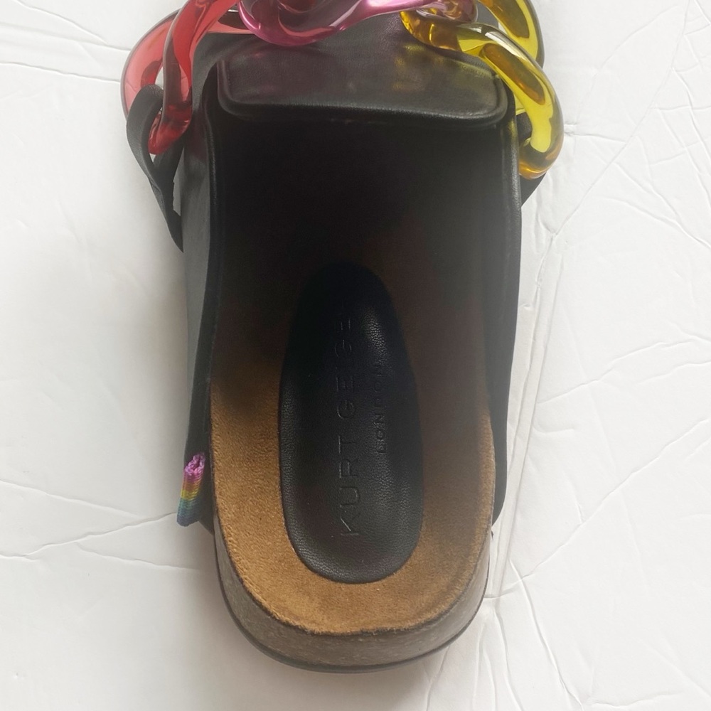 Kurt Geiger Black Mules with Multicolor Chain - Picture 7 of 8